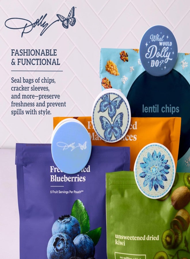 Dolly Parton Decorative Magnetic Bag Clips for Chips, Snacks and More, BPA-Free Plastic with Strong Grip, Dolly-Inspired Designs for Kitchen and Home, Set of 4, Blue - Image 4